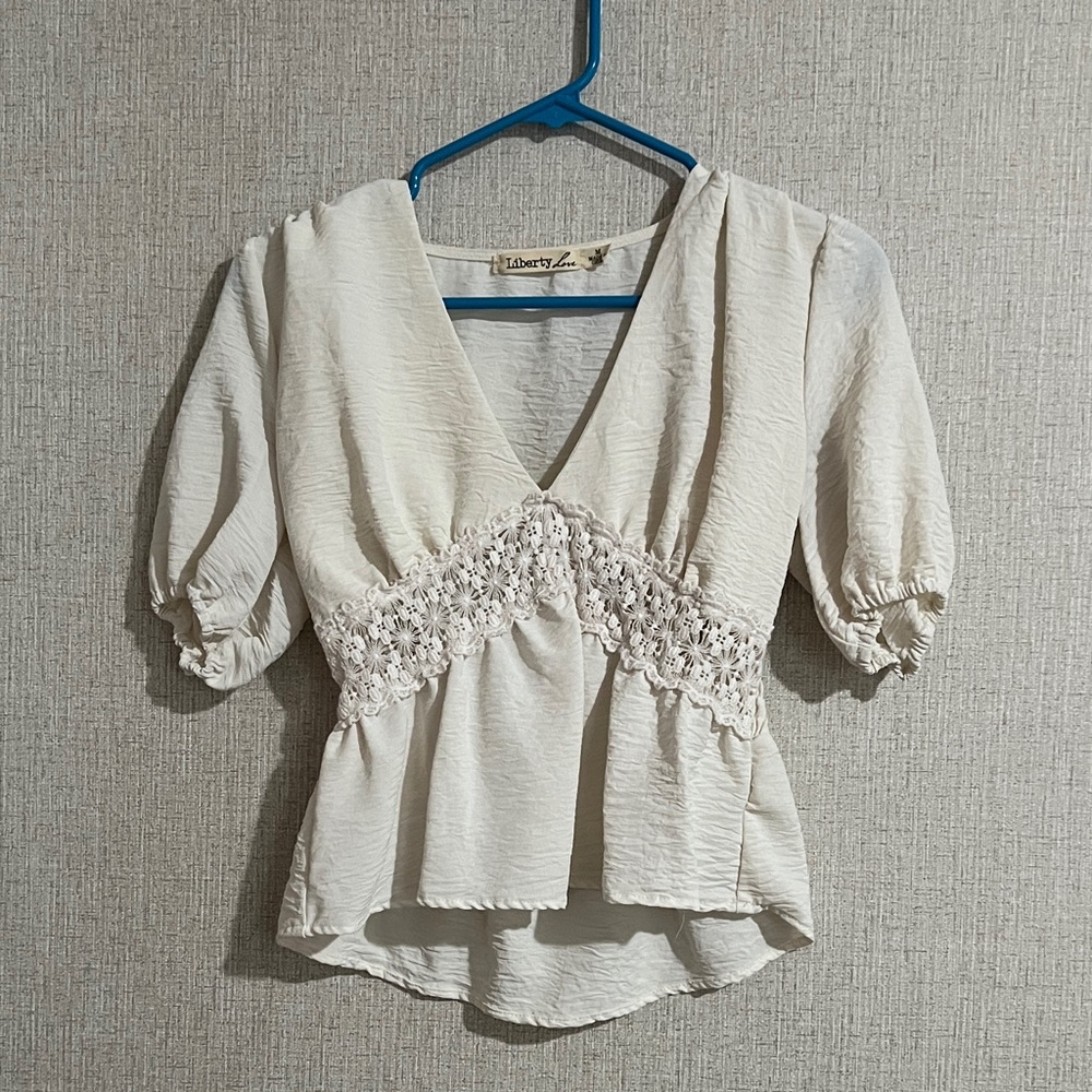 Liberty Love Cream Blouse with Lace Detail